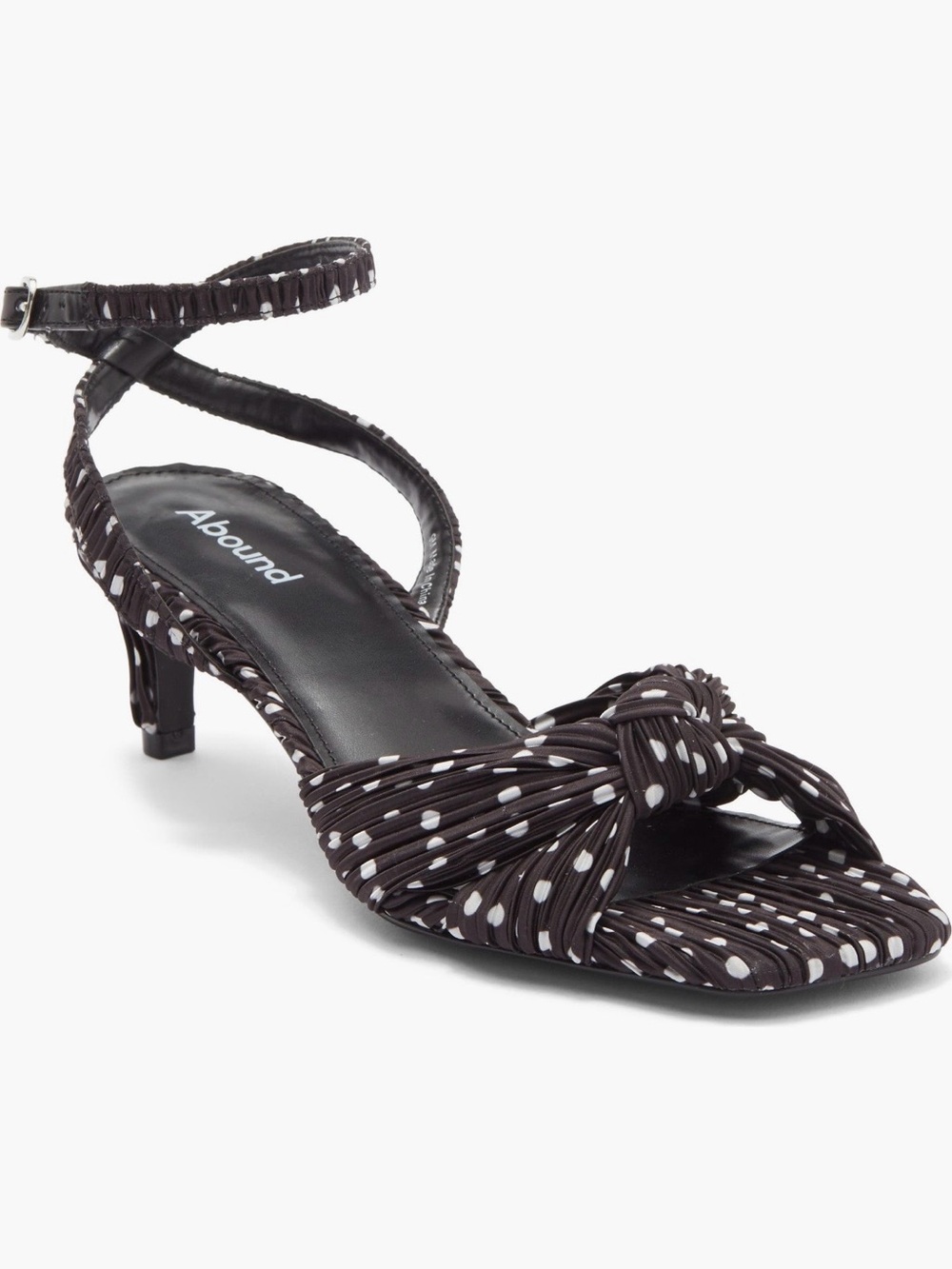 Abound Black and White Polka Dot Knot Front Ankle Strap Sandal